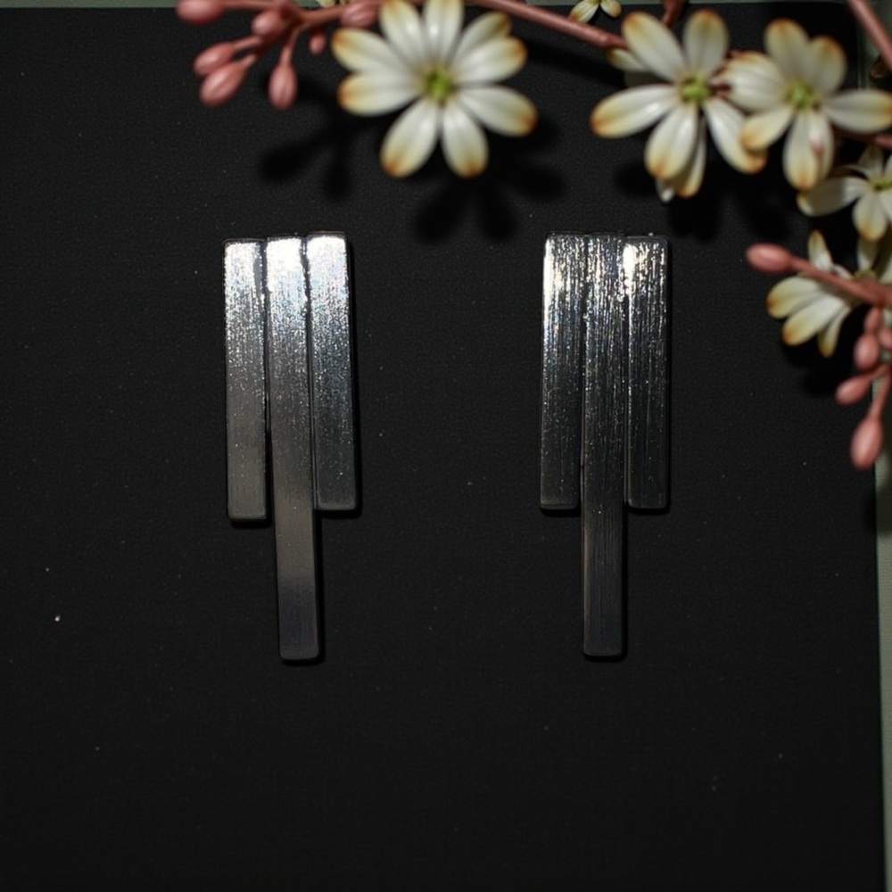 Modern Silver Geometric Earrings